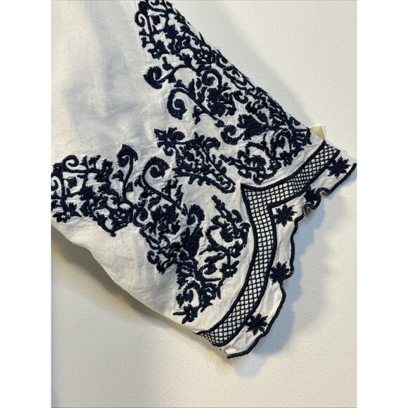 Chic Connection Embroidered Lined Dress/Tunic Sz XL Boho Hippie Artsy White/Blue - Picture 4 of 6